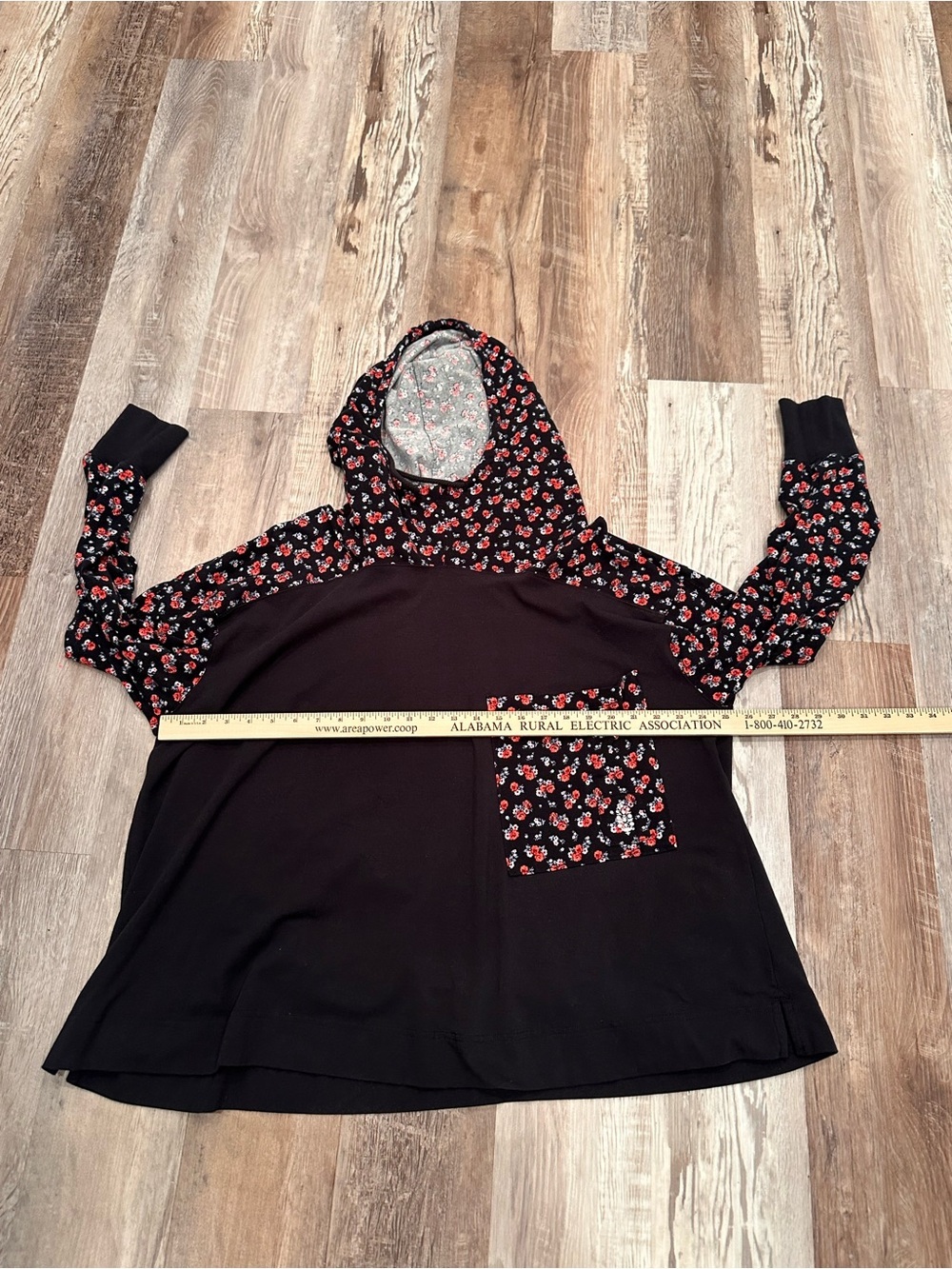 Free People Movement Hot Shot Hoodie Black Floral Oversized Comfy Sz M - Picture 5 of 13